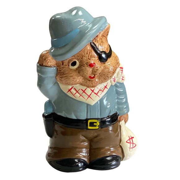 Vintage Ceramic Bandit Bear Piggy Bank - Picture 1 of 6